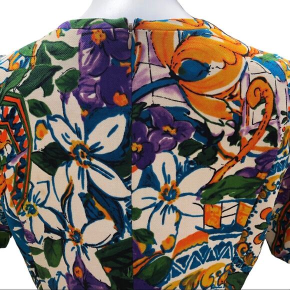 I. Madeline multi color floral lined sheath dress medium - Picture 4 of 12